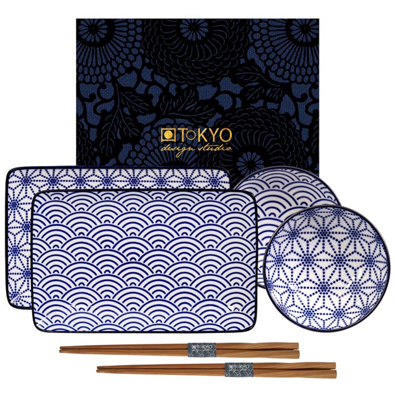 Nippon Blue Sushi Set 6 Pieces, Wave/Star