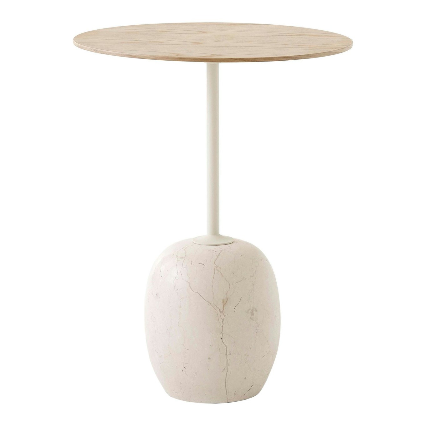 Lato LN8 Table 40 cm, Lacquered Oak / Crema Diva Marble