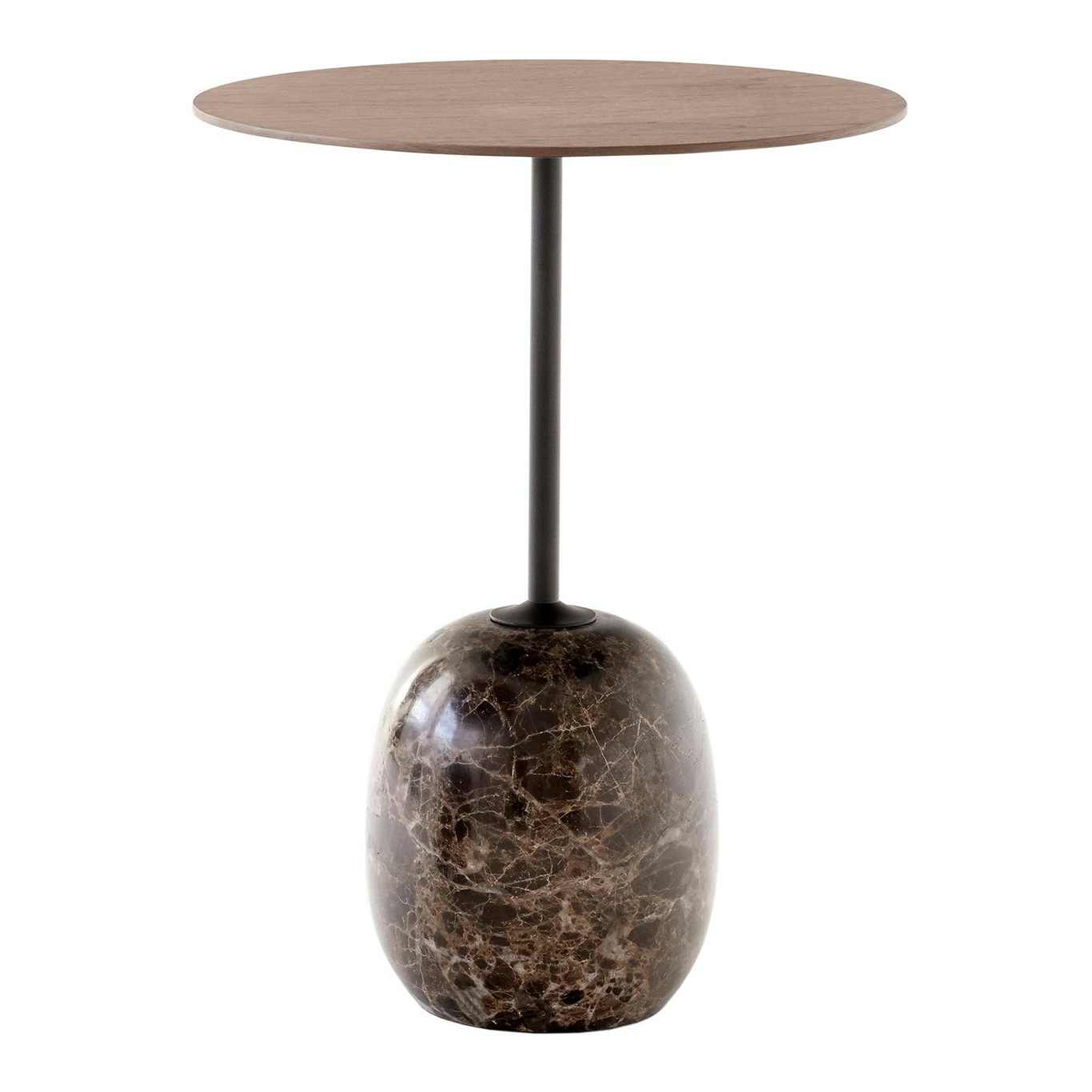 Lato LN8 Table 40 cm, Lacquered Walnut / Emparador Marble
