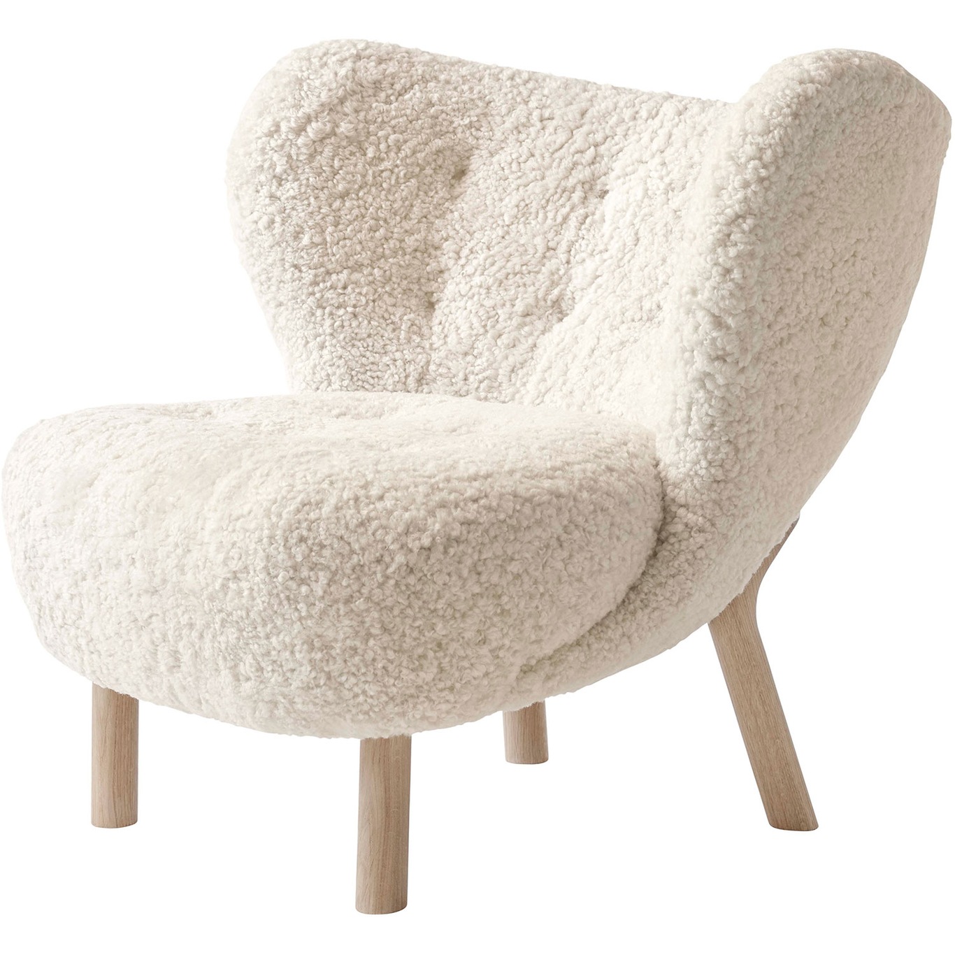 Lilla Petra Lounge Chair Vb1, White Oiled Oak / Sheepskin Moonlight