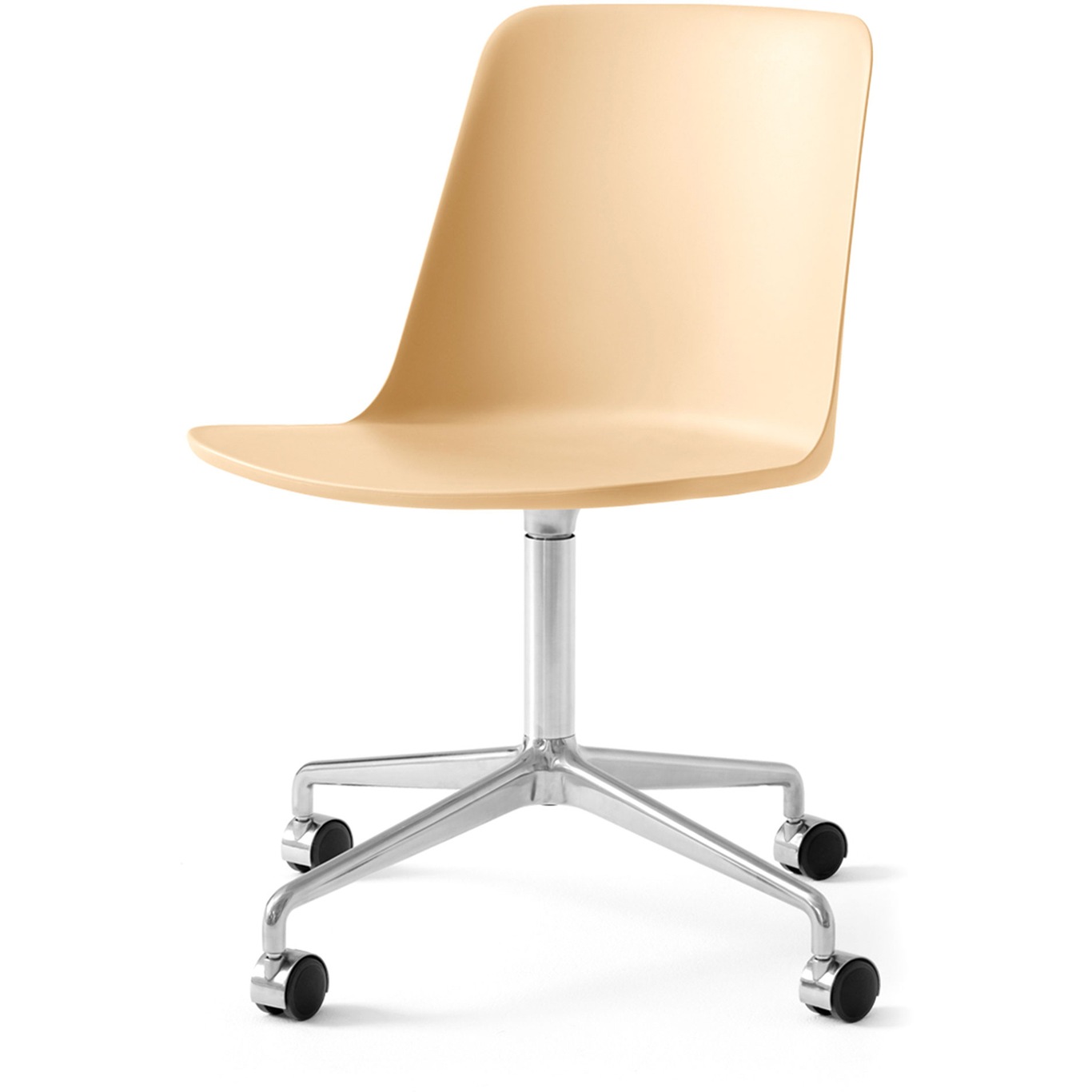 Rely Chair  HW21 Swivel, Polished Aluminium / Beige