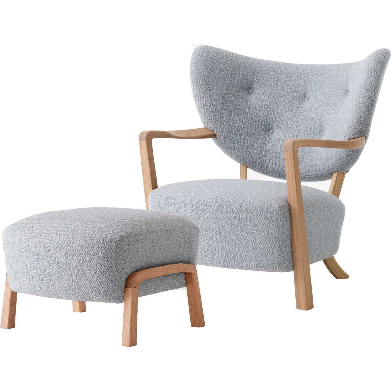 Wulff ATD2 Lounge Chair + Footstool, Oak/Karandash 005