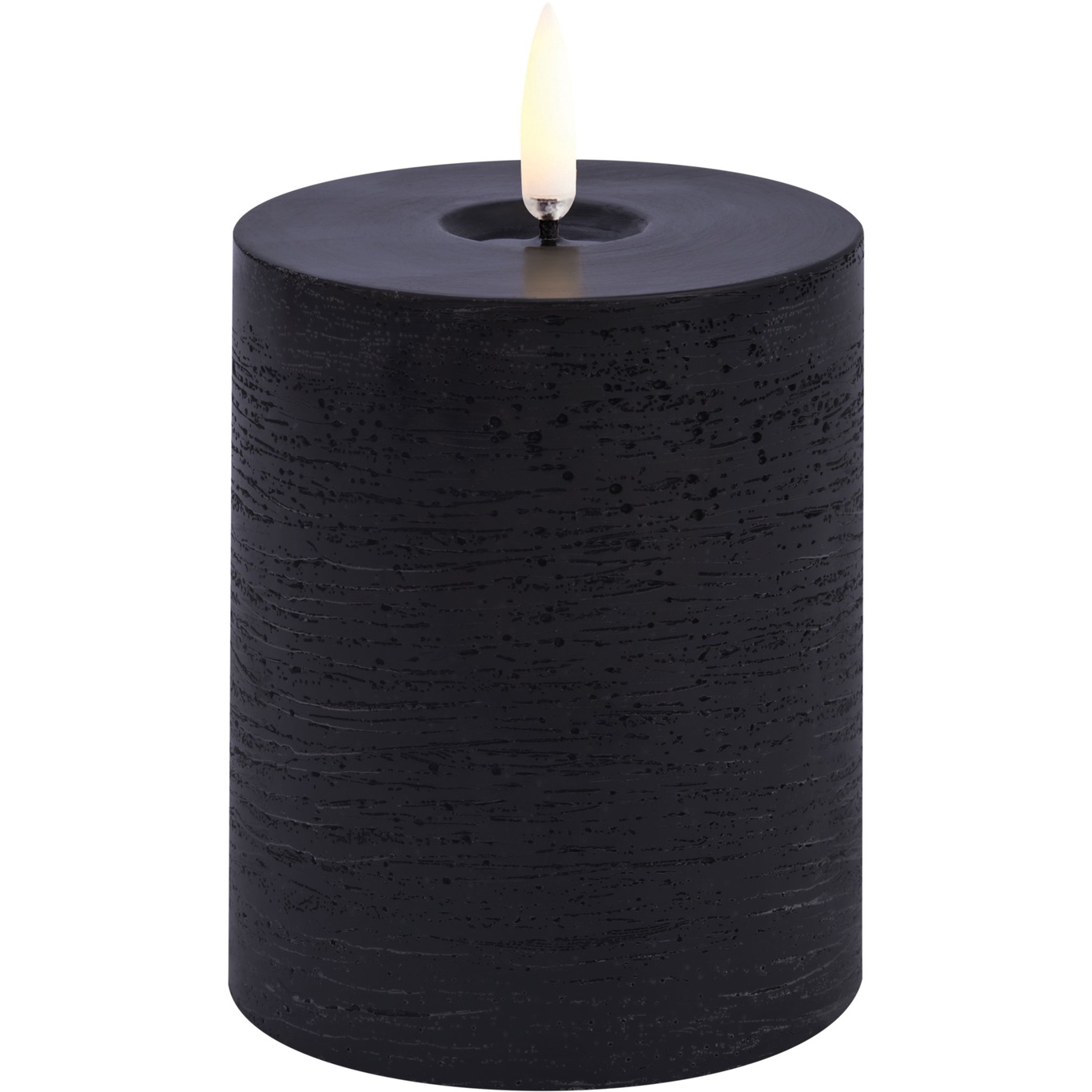 LED Pillar Candle Melted 7,8x10,1 cm, Forest Black