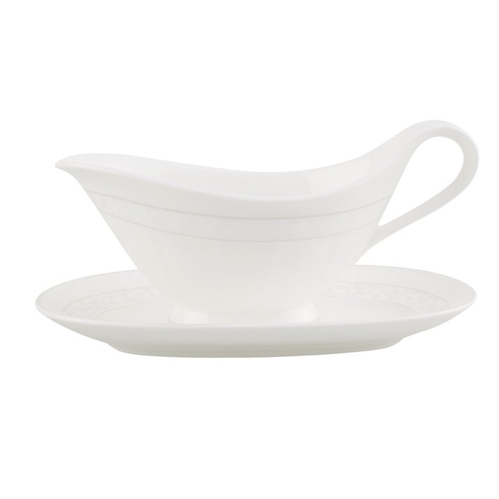 Gray Pearl Sauceboat With Saucer, 40 cl