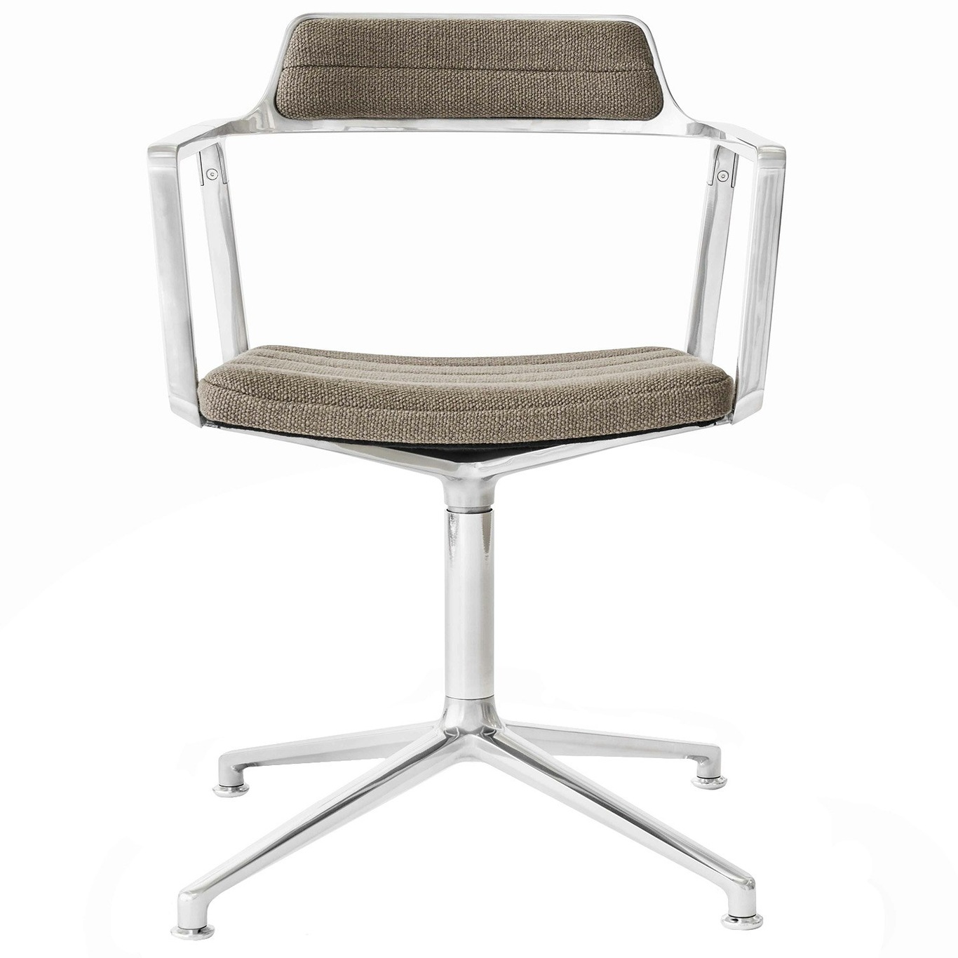 452 Swivel Chair With Feet, Dark Sand / Polished Aluminium