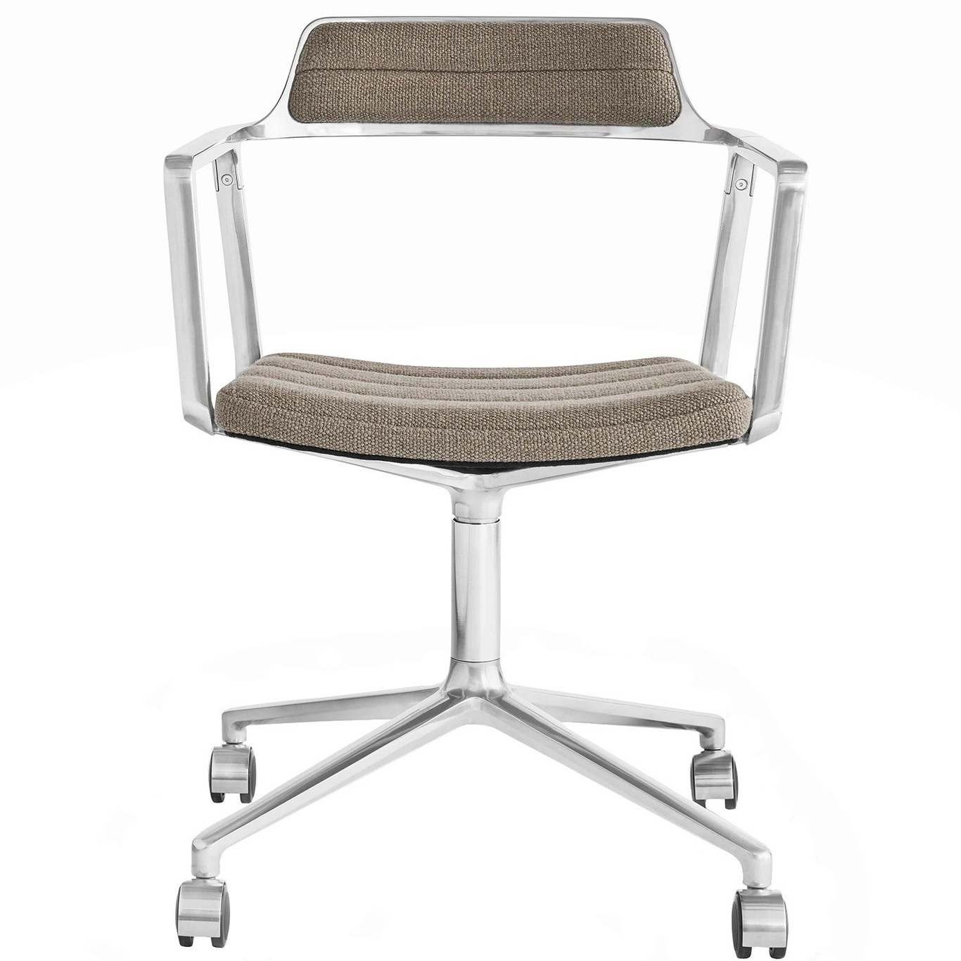 452 Swivel Chair With Wheels, Dark Sand / Polished Aluminium