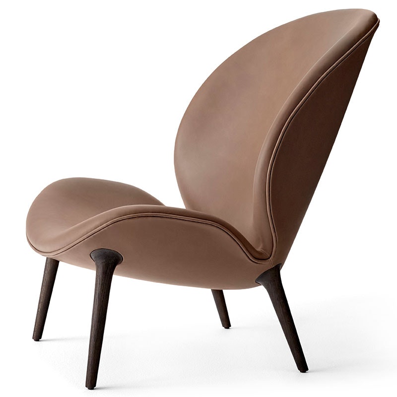 466 Lodge Lounge Chair, Patent Dark Oak / Cloud 00258