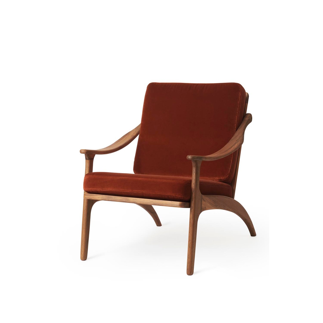 Lean Back Lounge Chair, Oiled Teak / Brick Red