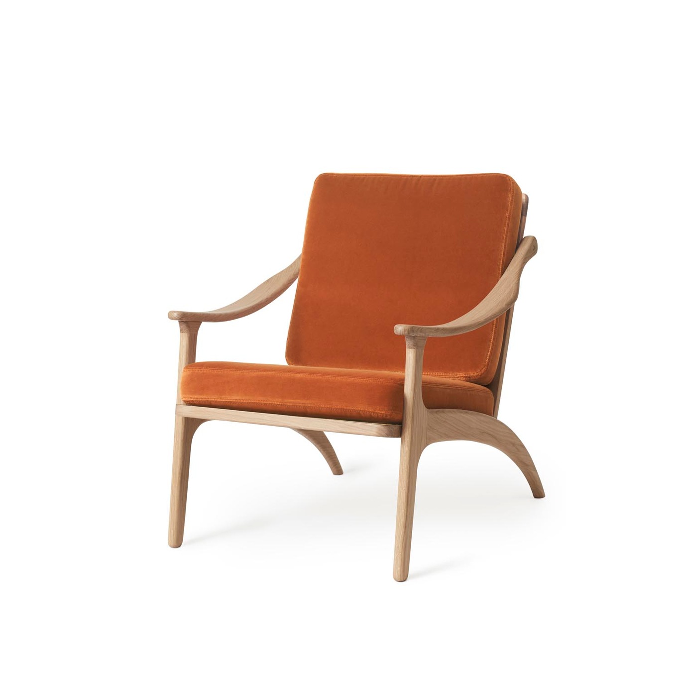 Lean Back Lounge Chair, White Oiled Oak / Rusty Rose