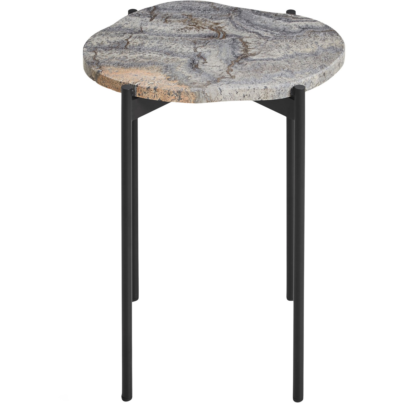 LA TERRA Side Table Travertine Grey, L: 40,5 cm