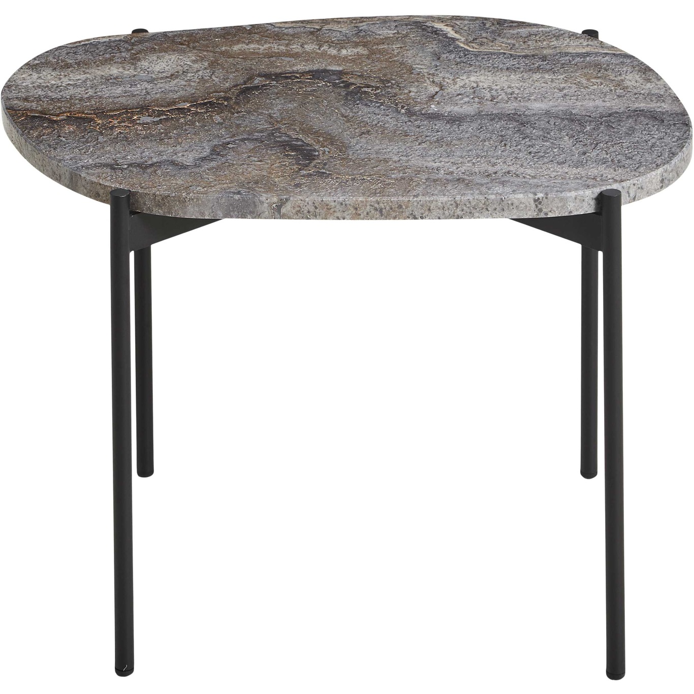 LA TERRA Side Table Travertine Grey, L: 57,2 cm