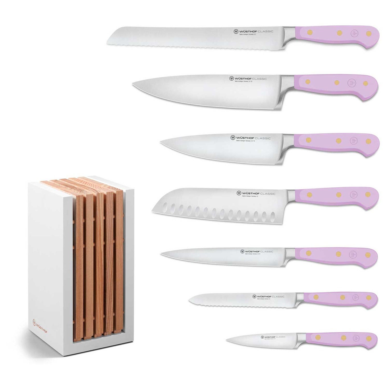 Classic Colour Knife Set With Knife Block 8 Pieces, Purple Yam