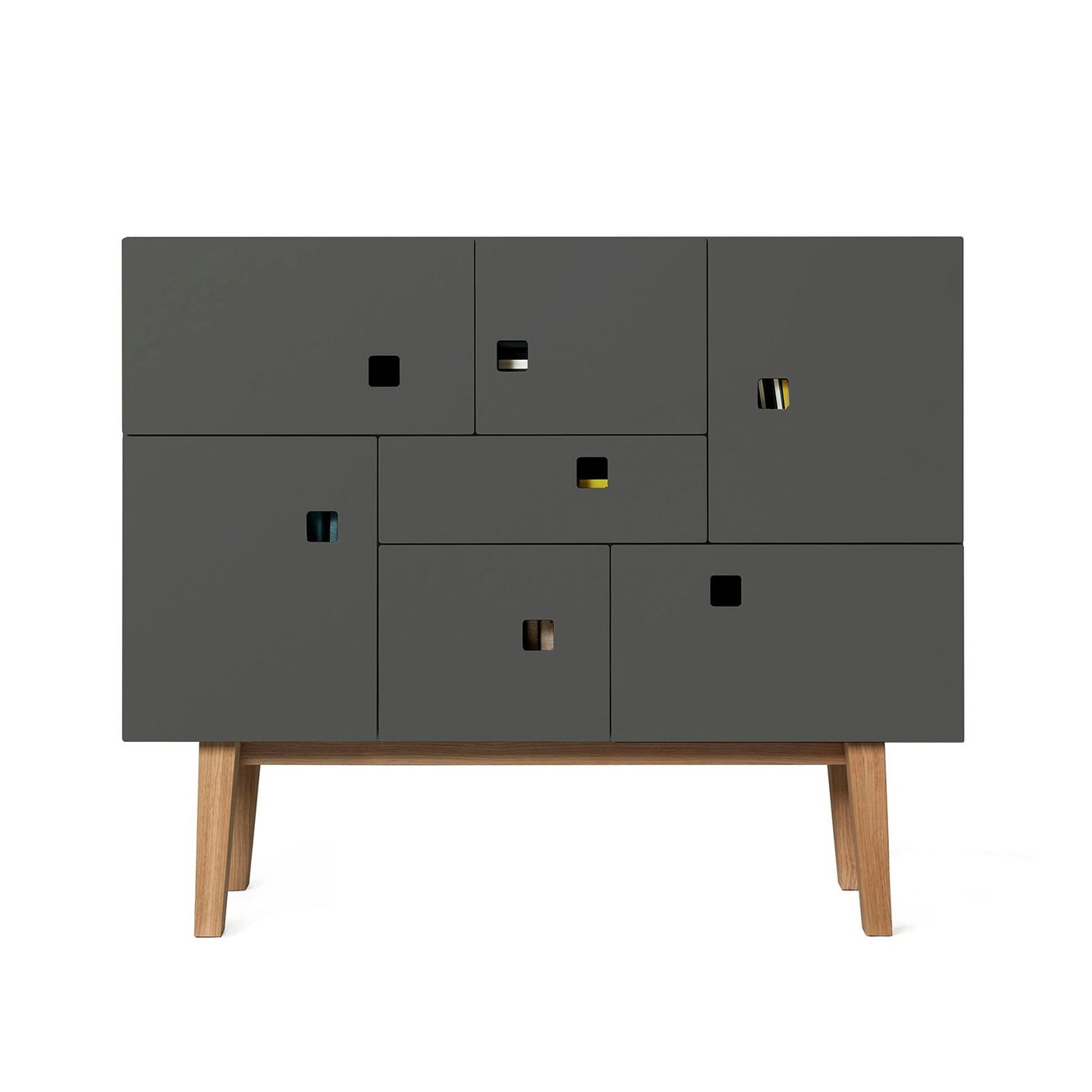 Peep C1 Multi-Purpose Cabinet, Slate Grey/Oak Retro