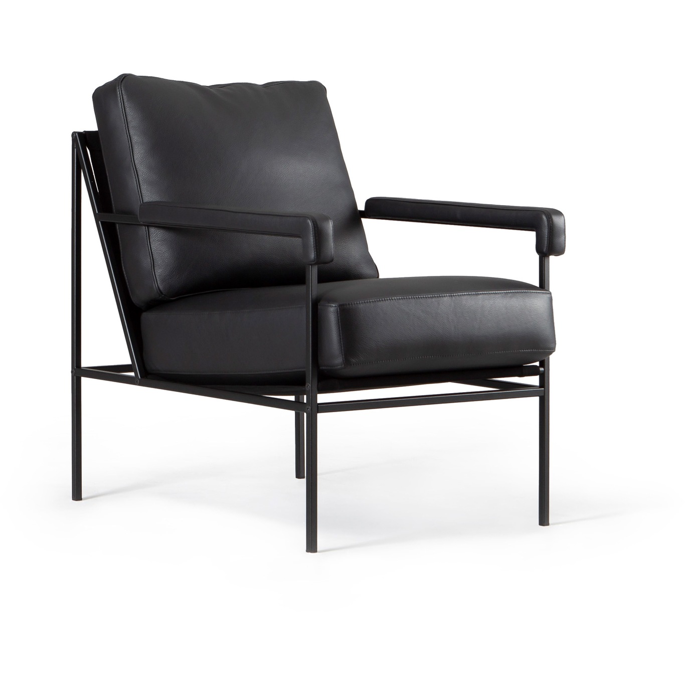 Seventy Five Armchair Leather Black, Black Leather Arm Chair
